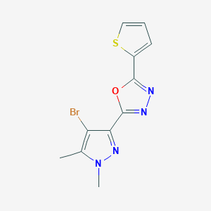 2-(4-bromo-1,5-dimethyl-1H-pyrazol-3-yl)-5-(thiophen-2-yl)-1,3,4-oxadiazole