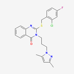 2-[(2-chloro-4-fluorobenzyl)sulfanyl]-3-[3-(3,5-dimethyl-1H-pyrazol-1-yl)propyl]quinazolin-4(3H)-one