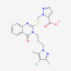 methyl 1-[({3-[3-(4-chloro-3,5-dimethyl-1H-pyrazol-1-yl)propyl]-4-oxo-3,4-dihydroquinazolin-2-yl}sulfanyl)methyl]-1H-pyrazole-5-carboxylate