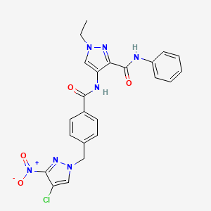 4-[({4-[(4-chloro-3-nitro-1H-pyrazol-1-yl)methyl]phenyl}carbonyl)amino]-1-ethyl-N-phenyl-1H-pyrazole-3-carboxamide