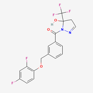 {3-[(2,4-difluorophenoxy)methyl]phenyl}[5-hydroxy-5-(trifluoromethyl)-4,5-dihydro-1H-pyrazol-1-yl]methanone