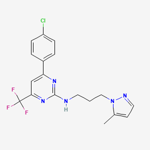 4-(4-chlorophenyl)-N-[3-(5-methyl-1H-pyrazol-1-yl)propyl]-6-(trifluoromethyl)pyrimidin-2-amine