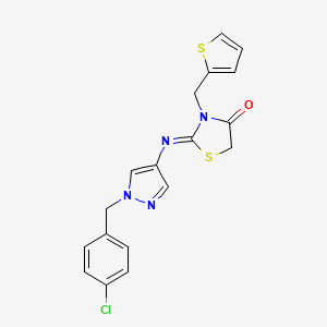 (2Z)-2-{[1-(4-chlorobenzyl)-1H-pyrazol-4-yl]imino}-3-(thiophen-2-ylmethyl)-1,3-thiazolidin-4-one