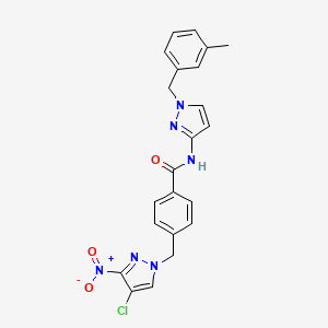 4-[(4-chloro-3-nitro-1H-pyrazol-1-yl)methyl]-N-[1-(3-methylbenzyl)-1H-pyrazol-3-yl]benzamide