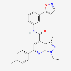 1-ethyl-3-methyl-6-(4-methylphenyl)-N-[3-(1,2-oxazol-5-yl)phenyl]-1H-pyrazolo[3,4-b]pyridine-4-carboxamide