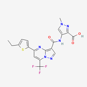 molecular formula C19H15F3N6O3S B10936772 4-({[5-(5-ethylthiophen-2-yl)-7-(trifluoromethyl)pyrazolo[1,5-a]pyrimidin-3-yl]carbonyl}amino)-1-methyl-1H-pyrazole-3-carboxylic acid 