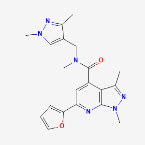 molecular formula C20H22N6O2 B10936785 N-[(1,3-dimethyl-1H-pyrazol-4-yl)methyl]-6-(furan-2-yl)-N,1,3-trimethyl-1H-pyrazolo[3,4-b]pyridine-4-carboxamide 