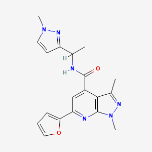 molecular formula C19H20N6O2 B10936807 6-(furan-2-yl)-1,3-dimethyl-N-[1-(1-methyl-1H-pyrazol-3-yl)ethyl]-1H-pyrazolo[3,4-b]pyridine-4-carboxamide 