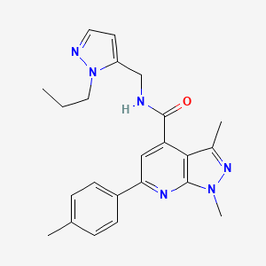 molecular formula C23H26N6O B10936817 1,3-dimethyl-6-(4-methylphenyl)-N-[(1-propyl-1H-pyrazol-5-yl)methyl]-1H-pyrazolo[3,4-b]pyridine-4-carboxamide 