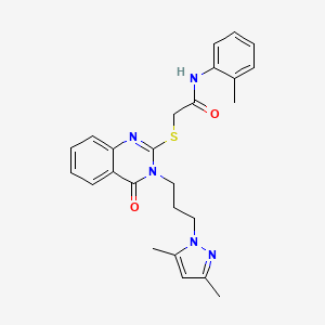 2-({3-[3-(3,5-dimethyl-1H-pyrazol-1-yl)propyl]-4-oxo-3,4-dihydroquinazolin-2-yl}sulfanyl)-N-(2-methylphenyl)acetamide