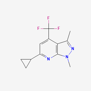 molecular formula C12H12F3N3 B10936880 6-cyclopropyl-1,3-dimethyl-4-(trifluoromethyl)-1H-pyrazolo[3,4-b]pyridine 