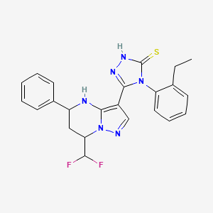 molecular formula C23H22F2N6S B10936884 5-[7-(difluoromethyl)-5-phenyl-4,5,6,7-tetrahydropyrazolo[1,5-a]pyrimidin-3-yl]-4-(2-ethylphenyl)-4H-1,2,4-triazole-3-thiol 