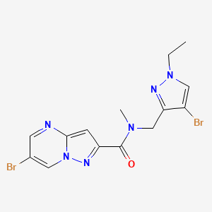 molecular formula C14H14Br2N6O B10936889 6-bromo-N-[(4-bromo-1-ethyl-1H-pyrazol-3-yl)methyl]-N-methylpyrazolo[1,5-a]pyrimidine-2-carboxamide 