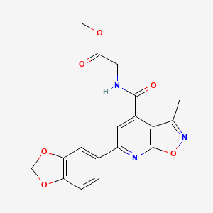 molecular formula C18H15N3O6 B10936948 Methyl 2-({[6-(1,3-benzodioxol-5-YL)-3-methylisoxazolo[5,4-B]pyridin-4-YL]carbonyl}amino)acetate 