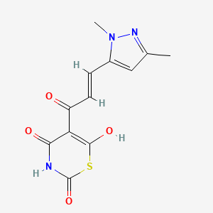 molecular formula C12H11N3O4S B10936971 5-[(2E)-3-(1,3-dimethyl-1H-pyrazol-5-yl)prop-2-enoyl]-4-hydroxy-2H-1,3-thiazine-2,6(3H)-dione 