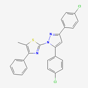 molecular formula C25H17Cl2N3S B10937001 2-[3,5-bis(4-chlorophenyl)-1H-pyrazol-1-yl]-5-methyl-4-phenyl-1,3-thiazole 