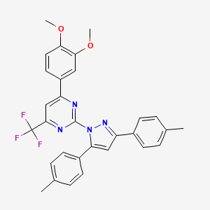 2-[3,5-bis(4-methylphenyl)-1H-pyrazol-1-yl]-4-(3,4-dimethoxyphenyl)-6-(trifluoromethyl)pyrimidine