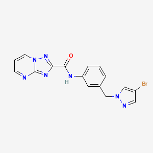 molecular formula C16H12BrN7O B10937029 N-{3-[(4-bromo-1H-pyrazol-1-yl)methyl]phenyl}[1,2,4]triazolo[1,5-a]pyrimidine-2-carboxamide 