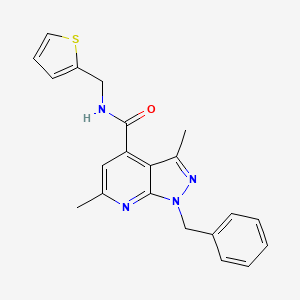 molecular formula C21H20N4OS B10937035 1-benzyl-3,6-dimethyl-N-(thiophen-2-ylmethyl)-1H-pyrazolo[3,4-b]pyridine-4-carboxamide 