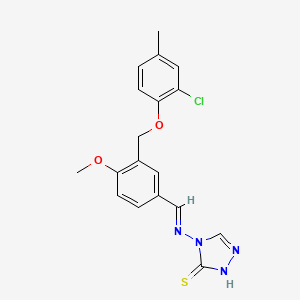 molecular formula C18H17ClN4O2S B10937043 4-{[(E)-{3-[(2-chloro-4-methylphenoxy)methyl]-4-methoxyphenyl}methylidene]amino}-4H-1,2,4-triazole-3-thiol 