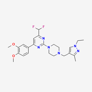 molecular formula C24H30F2N6O2 B10937064 4-(difluoromethyl)-6-(3,4-dimethoxyphenyl)-2-{4-[(1-ethyl-3-methyl-1H-pyrazol-4-yl)methyl]piperazin-1-yl}pyrimidine 