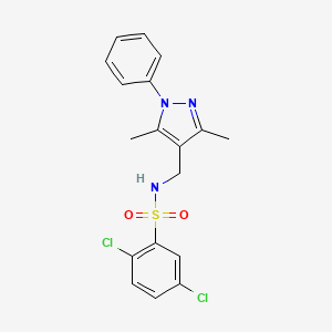 molecular formula C18H17Cl2N3O2S B10937071 2,5-dichloro-N-[(3,5-dimethyl-1-phenyl-1H-pyrazol-4-yl)methyl]benzenesulfonamide 