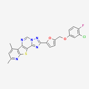 4-[5-[(3-chloro-4-fluorophenoxy)methyl]furan-2-yl]-11,13-dimethyl-16-thia-3,5,6,8,14-pentazatetracyclo[7.7.0.02,6.010,15]hexadeca-1(9),2,4,7,10(15),11,13-heptaene