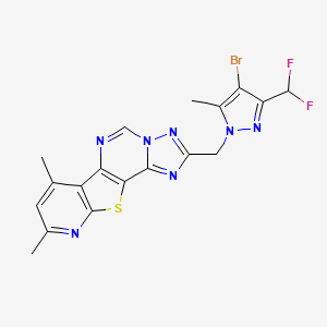 molecular formula C18H14BrF2N7S B10937085 4-[[4-bromo-3-(difluoromethyl)-5-methylpyrazol-1-yl]methyl]-11,13-dimethyl-16-thia-3,5,6,8,14-pentazatetracyclo[7.7.0.02,6.010,15]hexadeca-1(9),2,4,7,10(15),11,13-heptaene 