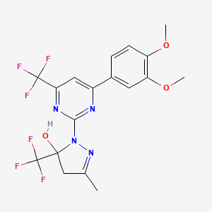 1-[4-(3,4-dimethoxyphenyl)-6-(trifluoromethyl)pyrimidin-2-yl]-3-methyl-5-(trifluoromethyl)-4,5-dihydro-1H-pyrazol-5-ol