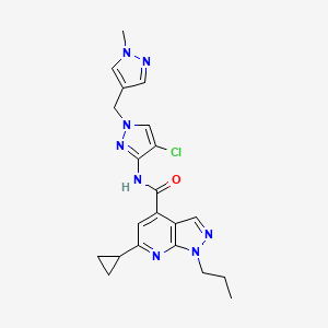 N-[4-Chloro-1-[(1-methyl-1H-pyrazol-4-yl)methyl]-1H-pyrazol-3-yl]-6-cyclopropyl-1-propyl-1H-pyrazolo[3,4-b]pyridine-4-carboxamide