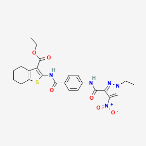 ethyl 2-{[(4-{[(1-ethyl-4-nitro-1H-pyrazol-3-yl)carbonyl]amino}phenyl)carbonyl]amino}-4,5,6,7-tetrahydro-1-benzothiophene-3-carboxylate