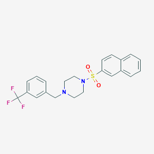 molecular formula C22H21F3N2O2S B10937214 1-(Naphthalen-2-ylsulfonyl)-4-[3-(trifluoromethyl)benzyl]piperazine 