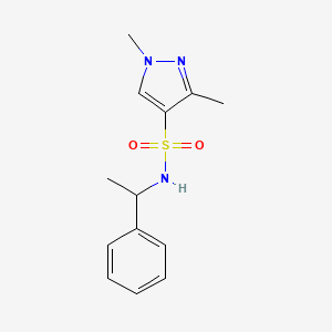 molecular formula C13H17N3O2S B10937263 1,3-dimethyl-N-(1-phenylethyl)-1H-pyrazole-4-sulfonamide 