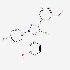 4-chloro-1-(4-fluorophenyl)-3,5-bis(3-methoxyphenyl)-1H-pyrazole