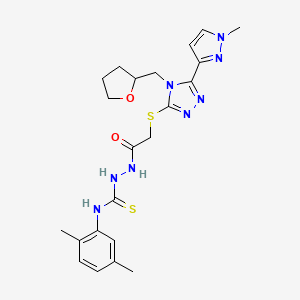 N-(2,5-dimethylphenyl)-2-({[5-(1-methyl-1H-pyrazol-3-yl)-4-(tetrahydrofuran-2-ylmethyl)-4H-1,2,4-triazol-3-yl]sulfanyl}acetyl)hydrazinecarbothioamide