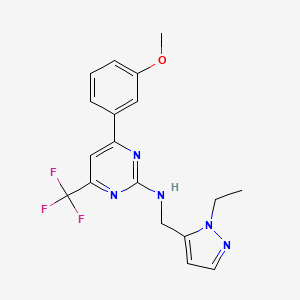 N-[(1-ethyl-1H-pyrazol-5-yl)methyl]-4-(3-methoxyphenyl)-6-(trifluoromethyl)pyrimidin-2-amine