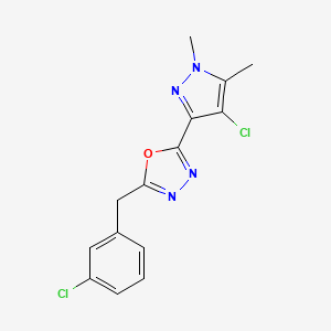 molecular formula C14H12Cl2N4O B10937358 2-(3-chlorobenzyl)-5-(4-chloro-1,5-dimethyl-1H-pyrazol-3-yl)-1,3,4-oxadiazole 