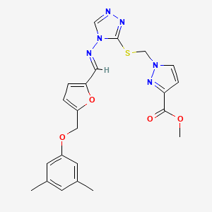 methyl 1-{[(4-{[(E)-{5-[(3,5-dimethylphenoxy)methyl]furan-2-yl}methylidene]amino}-4H-1,2,4-triazol-3-yl)sulfanyl]methyl}-1H-pyrazole-3-carboxylate