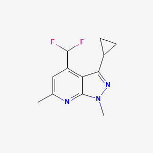 molecular formula C12H13F2N3 B10937389 3-cyclopropyl-4-(difluoromethyl)-1,6-dimethyl-1H-pyrazolo[3,4-b]pyridine 