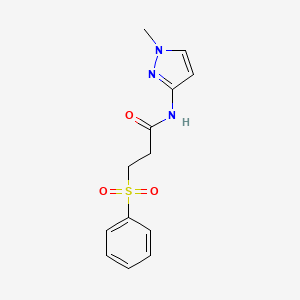 molecular formula C13H15N3O3S B10937406 N-(1-methyl-1H-pyrazol-3-yl)-3-(phenylsulfonyl)propanamide 