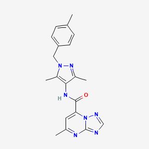 molecular formula C20H21N7O B10937426 N-[3,5-dimethyl-1-(4-methylbenzyl)-1H-pyrazol-4-yl]-5-methyl[1,2,4]triazolo[1,5-a]pyrimidine-7-carboxamide 