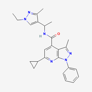 6-cyclopropyl-N-[1-(1-ethyl-3-methyl-1H-pyrazol-4-yl)ethyl]-3-methyl-1-phenyl-1H-pyrazolo[3,4-b]pyridine-4-carboxamide