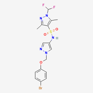 molecular formula C16H16BrF2N5O3S B10937464 N-{1-[(4-bromophenoxy)methyl]-1H-pyrazol-4-yl}-1-(difluoromethyl)-3,5-dimethyl-1H-pyrazole-4-sulfonamide 