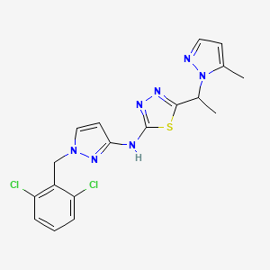 N-[1-(2,6-dichlorobenzyl)-1H-pyrazol-3-yl]-5-[1-(5-methyl-1H-pyrazol-1-yl)ethyl]-1,3,4-thiadiazol-2-amine