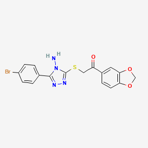 molecular formula C17H13BrN4O3S B10937538 2-{[4-amino-5-(4-bromophenyl)-4H-1,2,4-triazol-3-yl]sulfanyl}-1-(1,3-benzodioxol-5-yl)ethanone CAS No. 827591-39-9