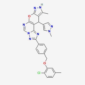 4-[4-[(2-chloro-5-methylphenoxy)methyl]phenyl]-14-methyl-16-(1-methylpyrazol-4-yl)-10-oxa-3,5,6,8,12,13-hexazatetracyclo[7.7.0.02,6.011,15]hexadeca-1(9),2,4,7,11,14-hexaene