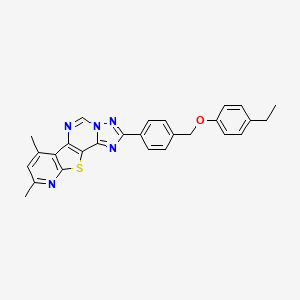 4-[4-[(4-ethylphenoxy)methyl]phenyl]-11,13-dimethyl-16-thia-3,5,6,8,14-pentazatetracyclo[7.7.0.02,6.010,15]hexadeca-1(9),2,4,7,10(15),11,13-heptaene