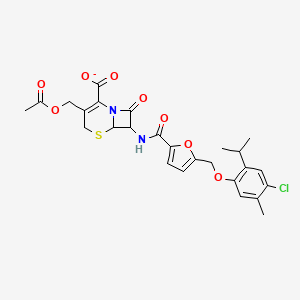 3-[(Acetyloxy)methyl]-7-{[(5-{[4-chloro-5-methyl-2-(propan-2-yl)phenoxy]methyl}furan-2-yl)carbonyl]amino}-8-oxo-5-thia-1-azabicyclo[4.2.0]oct-2-ene-2-carboxylate