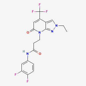 molecular formula C18H15F5N4O2 B10937710 N-(3,4-difluorophenyl)-3-[2-ethyl-6-oxo-4-(trifluoromethyl)-2,6-dihydro-7H-pyrazolo[3,4-b]pyridin-7-yl]propanamide 