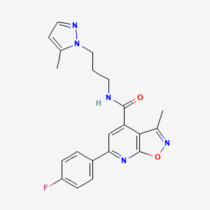 molecular formula C21H20FN5O2 B10937735 6-(4-fluorophenyl)-3-methyl-N-[3-(5-methyl-1H-pyrazol-1-yl)propyl][1,2]oxazolo[5,4-b]pyridine-4-carboxamide 